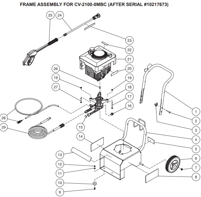 MITM CV-2100 pressure washer replacement parts